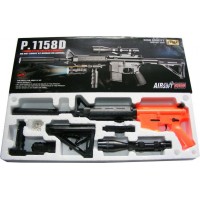 P1158D Spring Powered Plastic Airsoft BB Gun Rifle with Torch & Sight 280 FPS