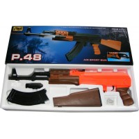 P48 AK47 Spring Powered Plastic Airsoft BB Gun Rifle with LED Torch 280 FPS